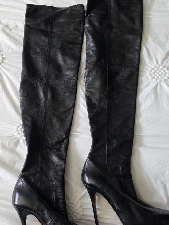 Jimmy Choo Shoes - Jimmy Choo Women's Black Over-the-Knee Leather High-Heel Boots Sz 38